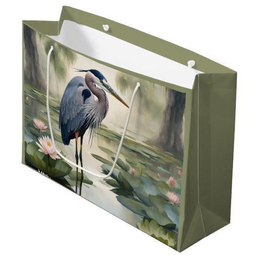 Great Blue Heron Groot Cadeauzakje (Voorkant Gekanteld)