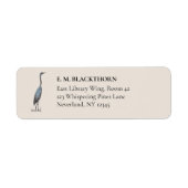 Great Blue Heron Hand-Drawn Victorian Address Etiket (Voorkant)