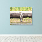 Great Blue Heron in Lake ChamPlain Canvas Afdruk (Insitu (Houten vloer))