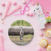 Great Blue Heron in Lake ChamPlain Papieren Bordje (Feest)