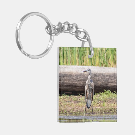 Great Blue Heron in Lake ChamPlain Sleutelhanger (Voorkant Links)