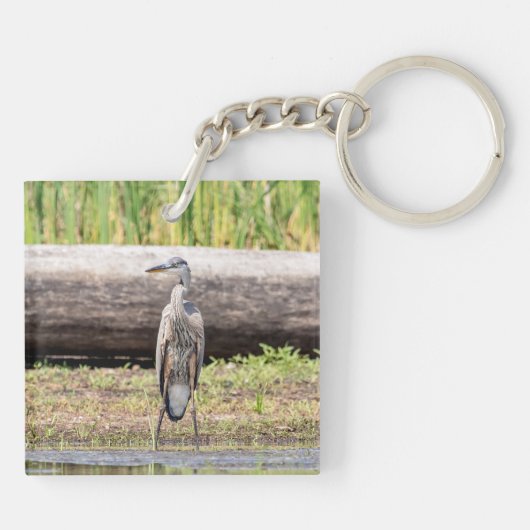 Great Blue Heron in Lake ChamPlain Sleutelhanger (Achterkant)
