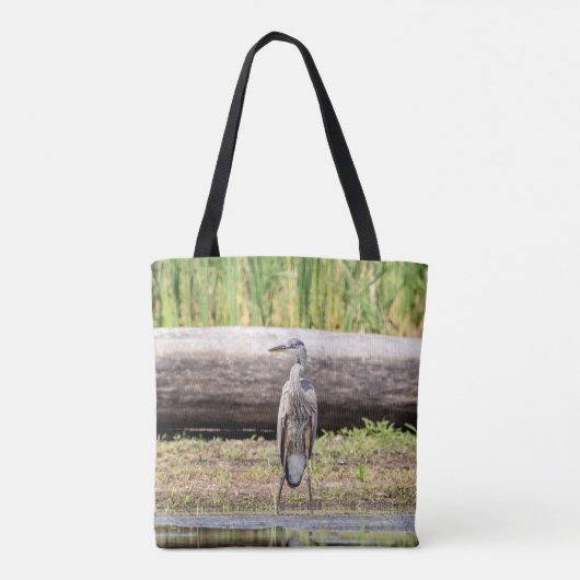 Great Blue Heron in Lake ChamPlain Tote Bag (Achterkant)