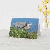 "Great Blue Heron met Fish 1." Wenskaart Kaart (Gele Bloem)