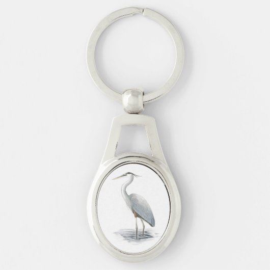 Great Blue Heron Metal Sleutelhanger (Voorkant)