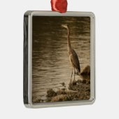 Great Blue Heron Metalen Ornament (Rechts)