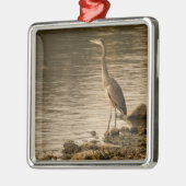 Great Blue Heron Metalen Ornament (Links)