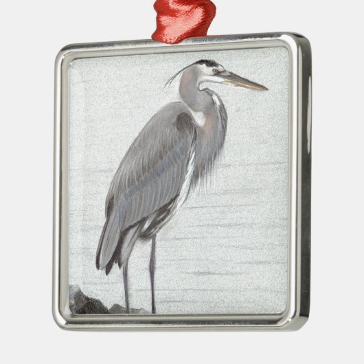 Great Blue Heron Metalen Ornament (Links)
