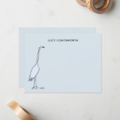 Great Blue Heron Monogram Marsh Bird Art Sky Blue Notitiekaartje (Voorkant / Achterkant in situ)