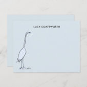 Great Blue Heron Monogram Marsh Bird Art Sky Blue Notitiekaartje (Voorkant / Achterkant)