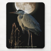 GREAT BLUE HERON & MOON Mousepad Muismat (Voorkant)