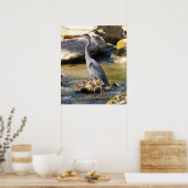 Great Blue Heron op een griezelige foto Poster (Keuken)