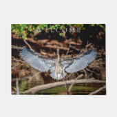 Great Blue Heron op een log Deurmat (Voorkant)