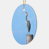 Great Blue Heron op post Keramisch Ornament (Links)