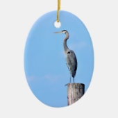 Great Blue Heron op post Keramisch Ornament (Voorkant)