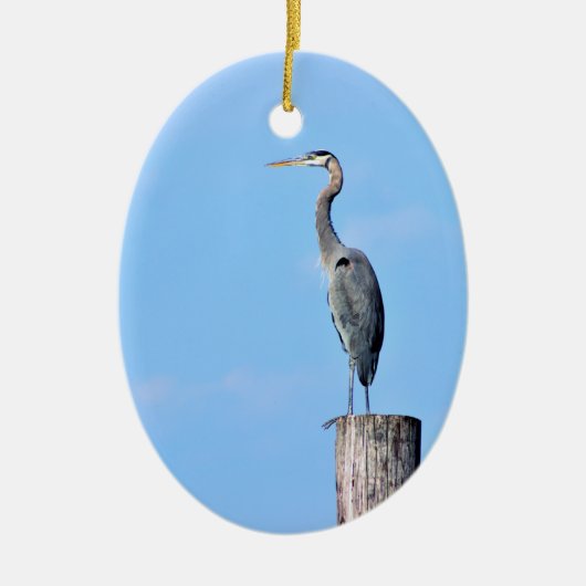 Great Blue Heron op post Keramisch Ornament (Voorkant)