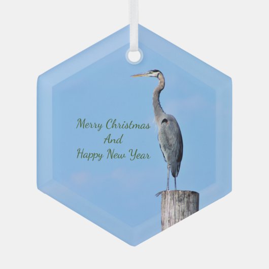 Great Blue Heron op postkeramisch Ornament (Voorkant)