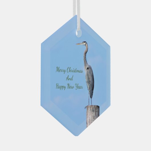 Great Blue Heron op postkeramisch Ornament (Voorkant Rechts)