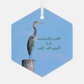 Great Blue Heron op postkeramisch Ornament (Achterkant)