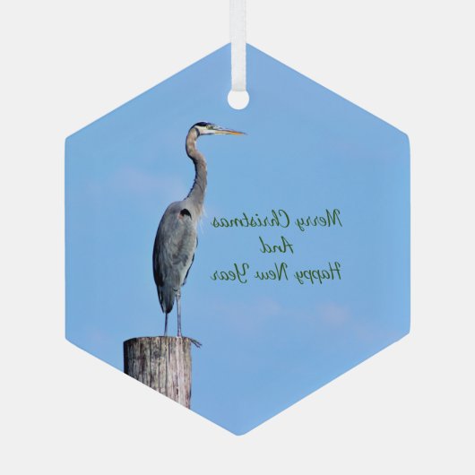 Great Blue Heron op postkeramisch Ornament (Achterkant)