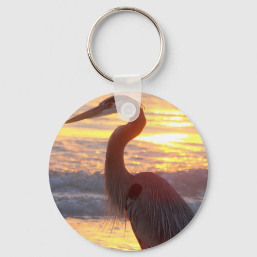 Great Blue Heron op zonsondergang Sleutelhanger (Voorkant)