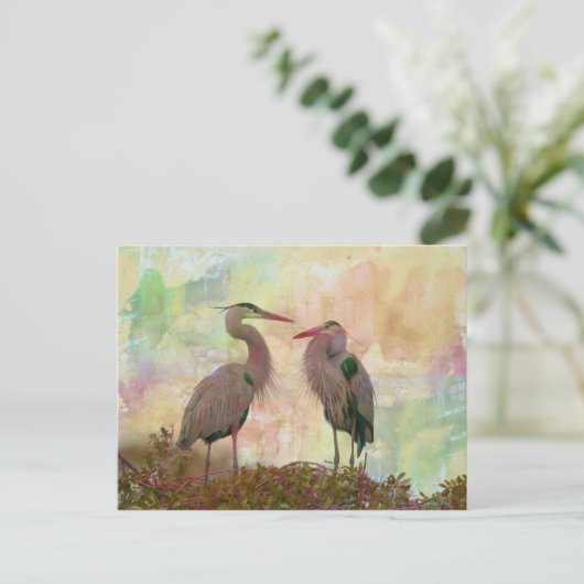 Great Blue Heron Pair Digital Art Briefkaart (Staand voorkant)