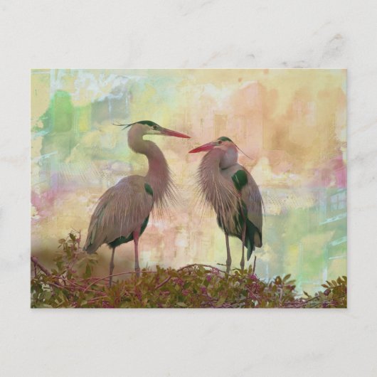 Great Blue Heron Pair Digital Art Briefkaart (Voorkant)