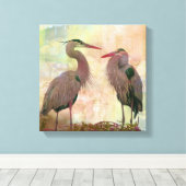 Great Blue Heron Pair Digital Art Canvas afdrukken (Insitu (Houten vloer))