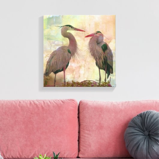 Great Blue Heron Pair Digital Art Canvas afdrukken (Insitu (Woonkamer))