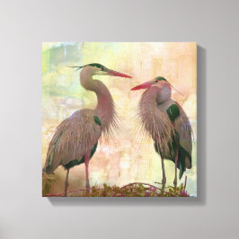 Great Blue Heron Pair Digital Art Canvas afdrukken