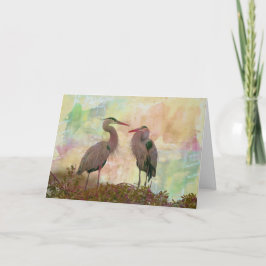 Great Blue Heron Pair Digital Art Wenskaart Kaart