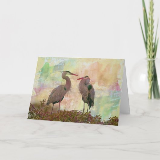 Great Blue Heron Pair Digital Art Wenskaart Kaart (Voorkant)