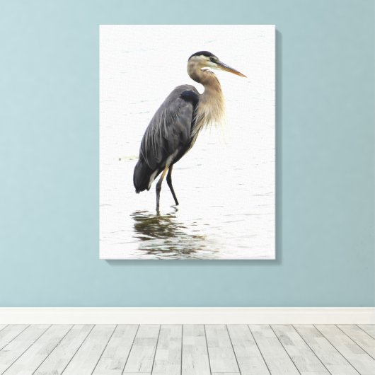 Great Blue Heron Portrait Canvas Afdruk (Insitu (Houten vloer))
