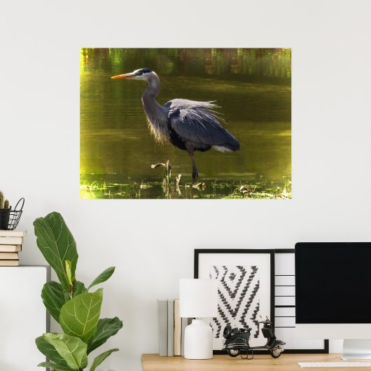 Great Blue Heron Poster (Thuiskantoor)