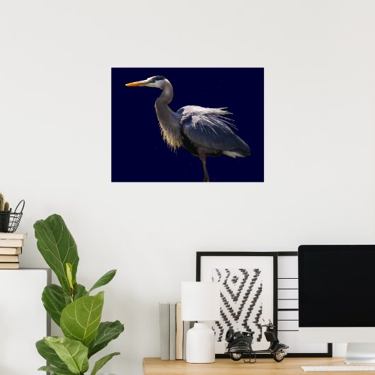 Great Blue Heron Poster (Thuiskantoor)