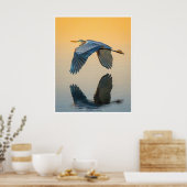 Great Blue Heron Reflection Wildlife Bird Photo Poster (Keuken)