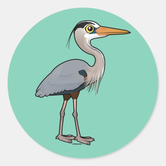 Great Blue Heron Ronde Sticker (Voorkant)