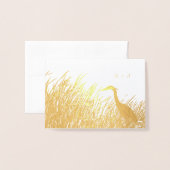Great Blue Heron silhouet rustieke bruiloft goud Folie Kaarten (Voorkant met envelop)