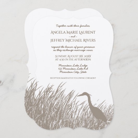 Great Blue Heron silhouette rustige bruiloft Kaart (Voorkant / Achterkant)