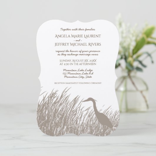 Great Blue Heron silhouette rustige bruiloft Kaart (Staand voorkant)