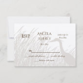 Great Blue Heron silhouette rustige bruiloft RSVP (Voorkant)