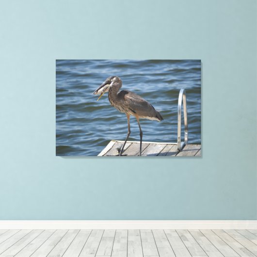 Great Blue Heron Sluiten Canvas Afdruk (Insitu (Houten vloer))