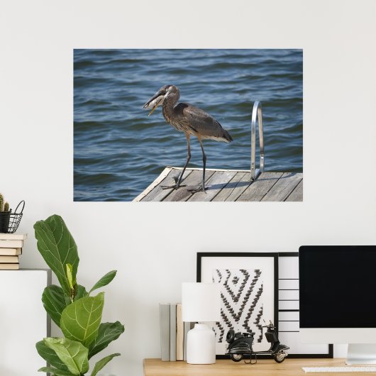 Great Blue Heron Sluiten Poster (Thuiskantoor)