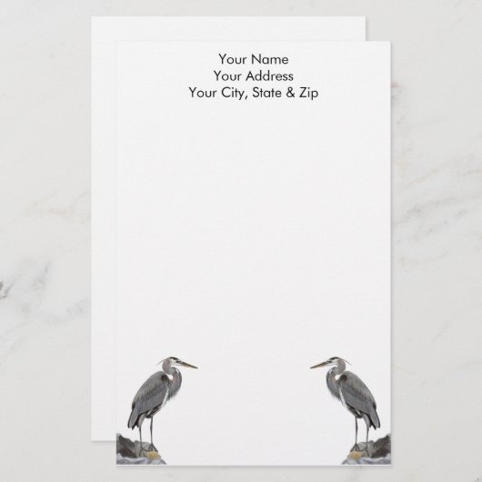 Great Blue Heron Stationery Briefpapier (Voorkant / Achterkant)