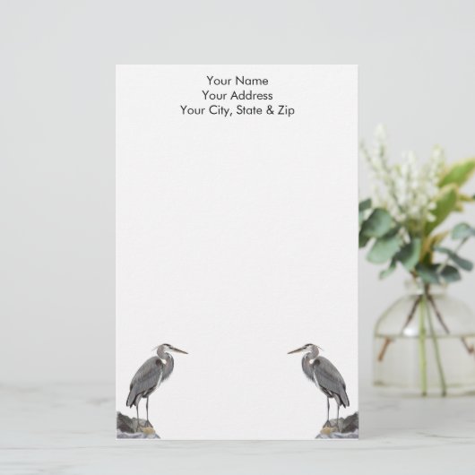 Great Blue Heron Stationery Briefpapier (Staand voorkant)