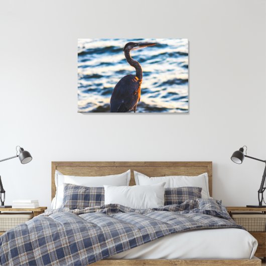Great Blue Heron Sunset Vibe Canvas Afdruk (Insitu (Slaapkamer))