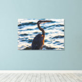 Great Blue Heron Sunset Vibe Canvas Afdruk (Insitu (Houten vloer))