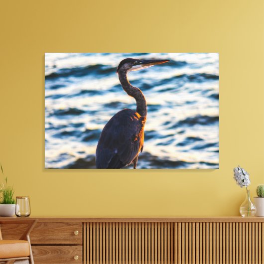 Great Blue Heron Sunset Vibe Canvas Afdruk (Insitu (Woonkamer))