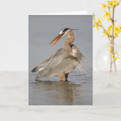 Great Blue Heron Twisting Folding Wenskaart Kaart (Gele Bloem)
