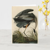 Great Blue Heron uit Audubon's Birds of America Kaart (Gele Bloem)